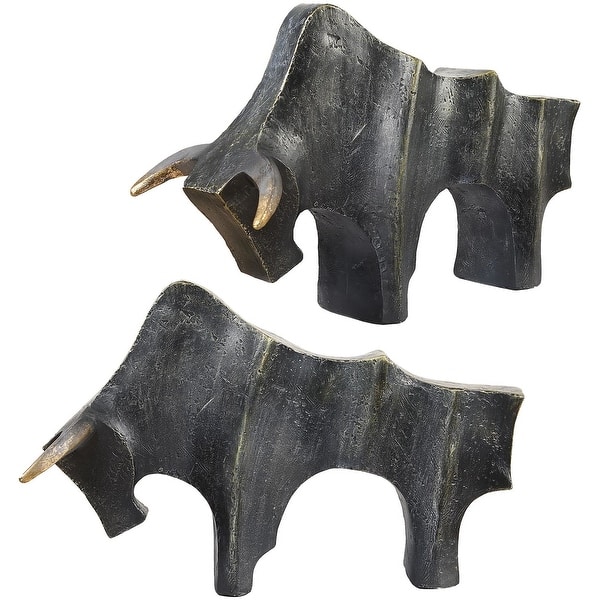 slide 2 of 4, Uttermost 18227 Regal Bull 9-1/2" Tall Polyresin Animals Table Statue Dark Bronze / Gold