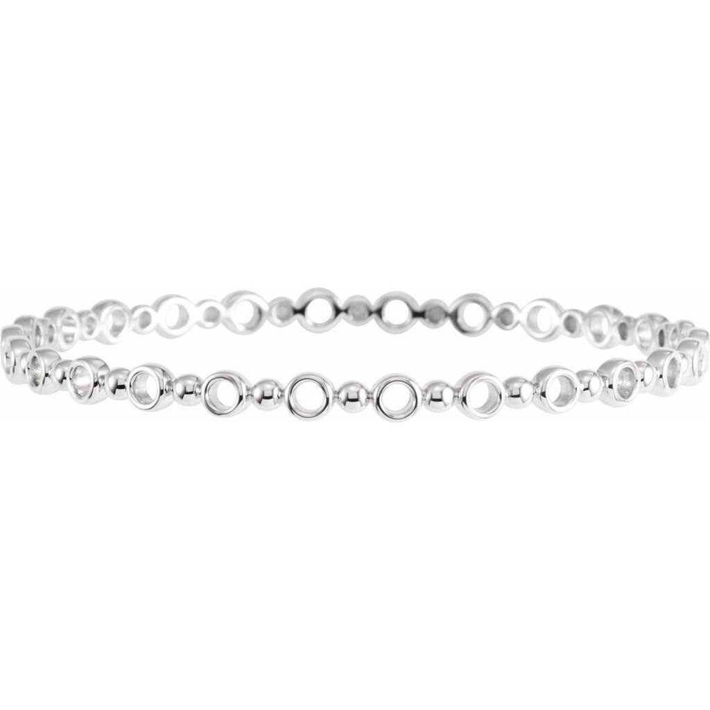 Curata 925 Sterling Silver 7" 4.4 mm Geometric Bangle Bracelet