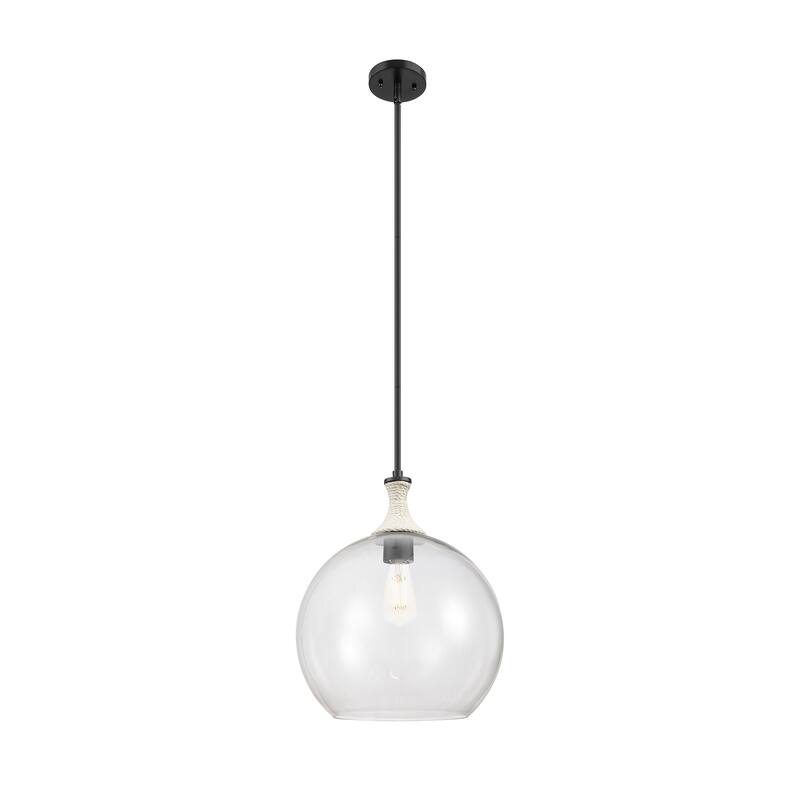 Innovations Lighting Downtown Urban - Astor - 1 Light 14" Rope Detailed Stem Hung Pendant - Clear Shade/Matte Black