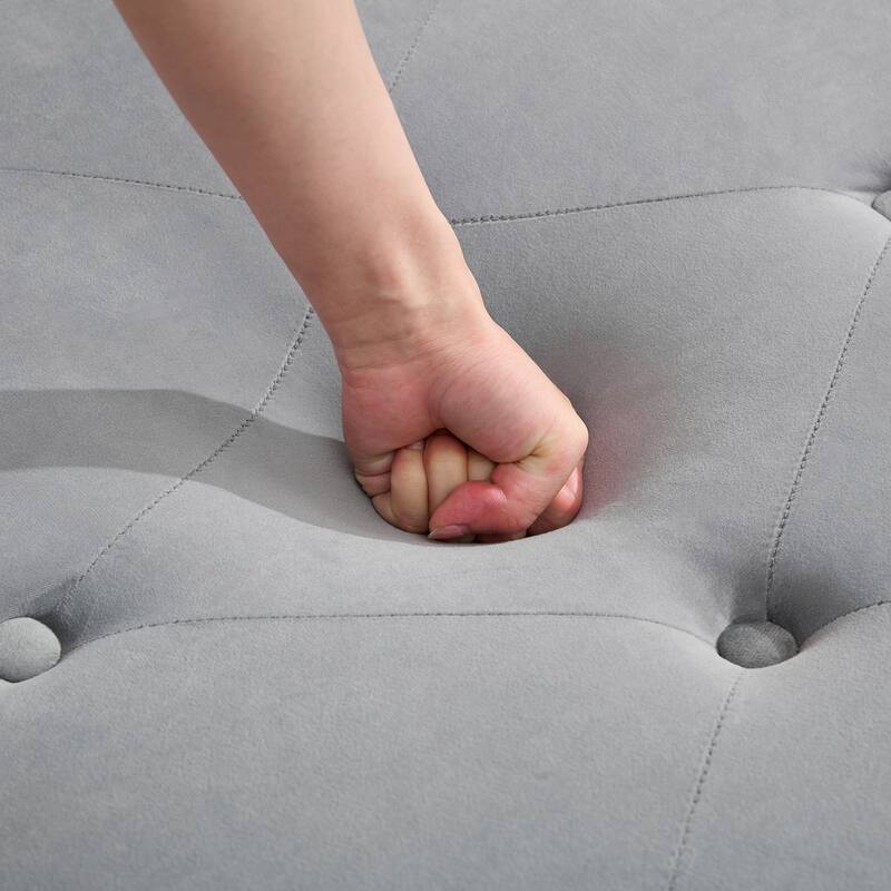 Velvet Chaise Lounge with a Storage Function, Tufted Cushions & Nailheads