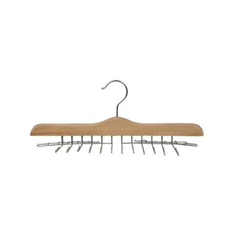 Natural Wood 24 Clip Tie Hanger, 17" Length X 3/4" Thick, Chrome Hardware 1 Hanger