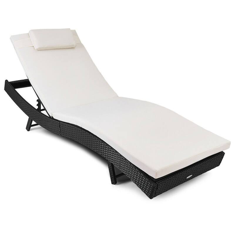 Outdoor Rattan Chaise Lounge Chair - 84.5" x 27.5" x 12.5" (L x W x H)