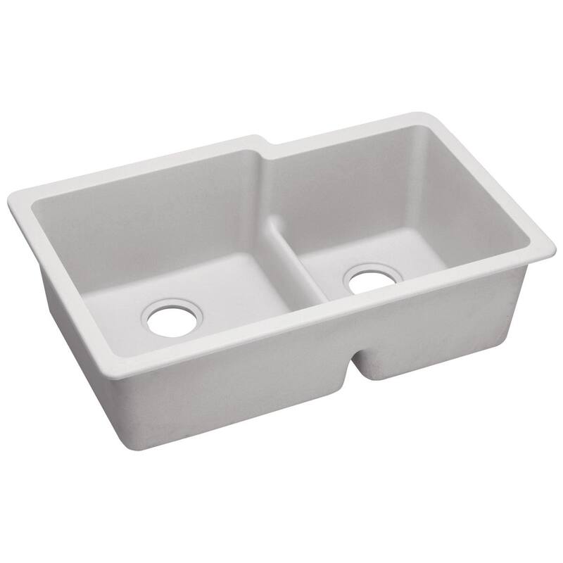 Elkay Quartz Classic 33" x 20-1/2" x 9-1/2", Offset 60/40 Double Bowl Undermount Sink with Aqua Divide