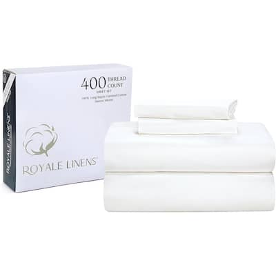 Royale Linen 400 Thread Count Cotton 4 Piece Sateen Sheet Set