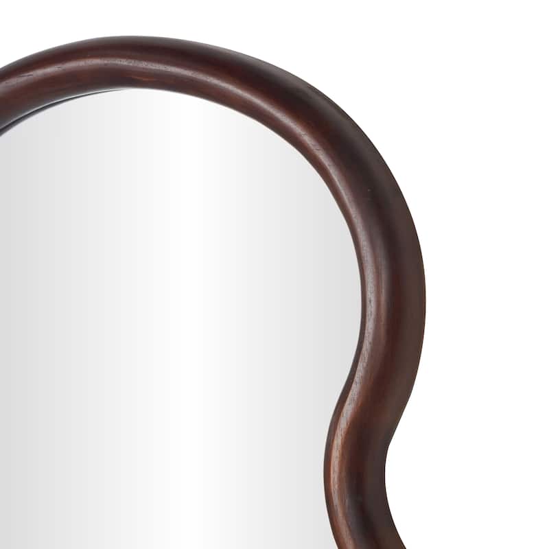Wood Abstract Handmade Wavy Wall Mirror - Dark Brown - Roche River Decor