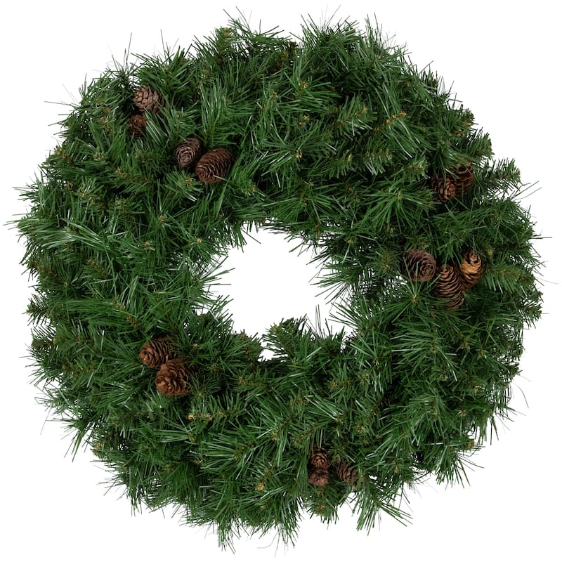 Dakota Red Pine Artificial Christmas Wreath Pine Cones - 24", Unlit