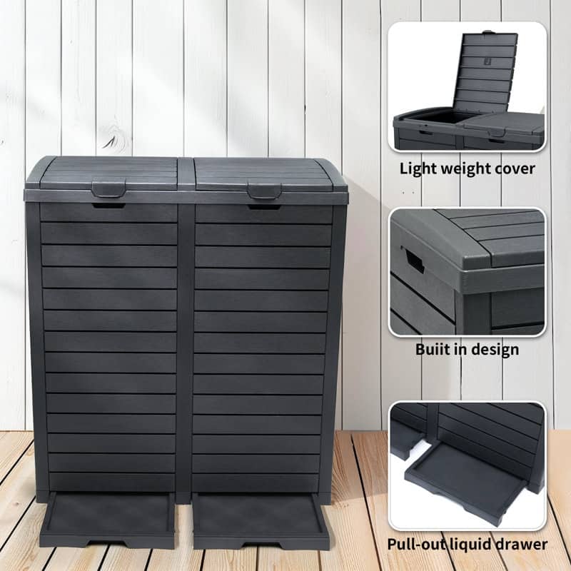 Resin Step On Curbside Trash Can & Recycling Bin