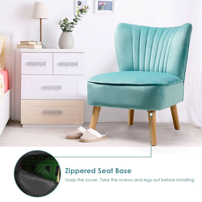 Gymax 2PCS Accent Chair Armless Leisure Chair Single Sofa w/ Wood Legs
