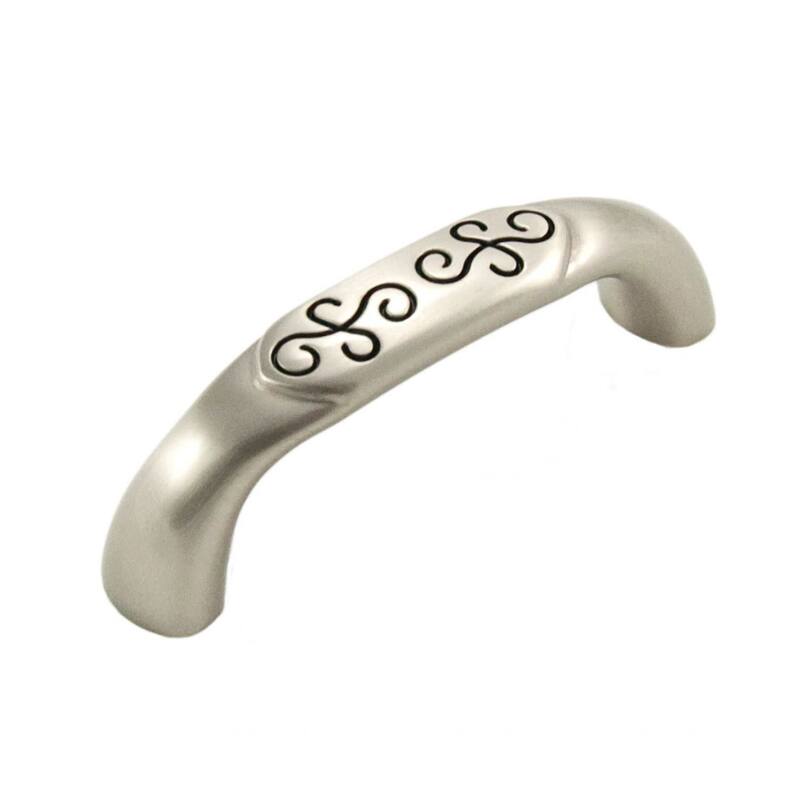 RK International Palermo 3 Inch Center to Center Arch Cabinet Pull - Satin Nickel With Black