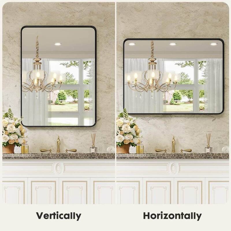 40"×30" Bathroom Mirror Vanity Mirror for Wall - Black