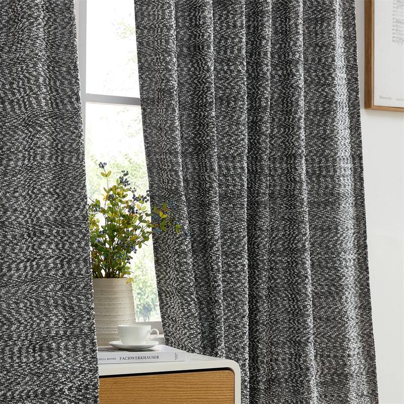 HLC.ME Easton Jacquard Slub Texture - Privacy Curtains with Back Tab Rod Pocket Lightweight Window Curtains Panels, Set of 2