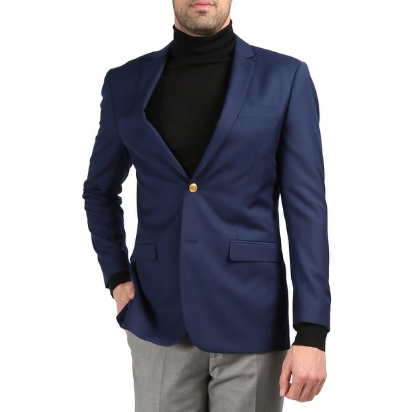 Men's Warwick Gold Button Slim Fit Blazer. Opens flyout.