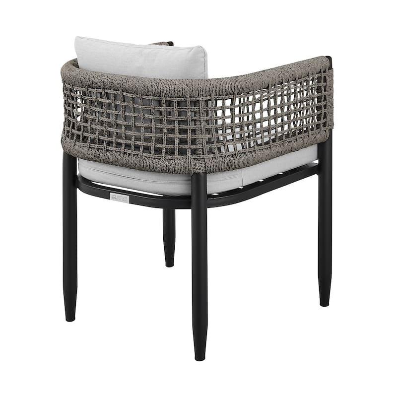 Felicia Black Aluminum & Grey Rope Outdoor Dining Chairs - Set of 2