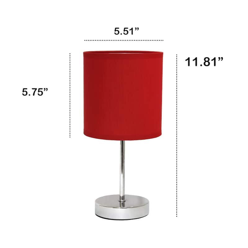 Traditional Petite Table Lamp with Drum Shade - 11.75" - Silver and Red