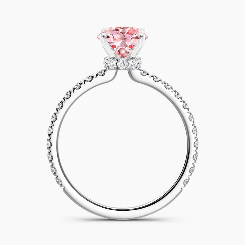Auriya 14k Gold Oval Lab Grown Ribbon Halo Engagement Ring 0.50 to 2.50 ct. tw. (Pink, VS-SI)