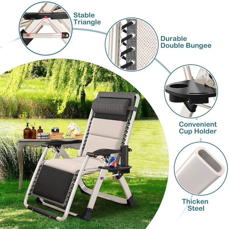DoCred Zero Gravity Chair, Folding Adjustable Patio Lounge Chair