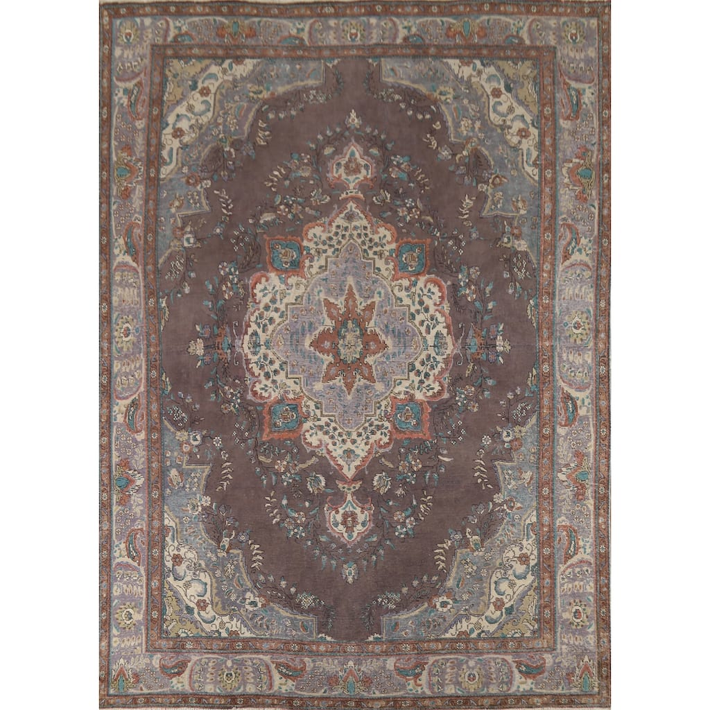 Traditional Tabriz Persian Vintage Area Rug Hand-Knotted Wool Carpet - 9'11"x 12'2"