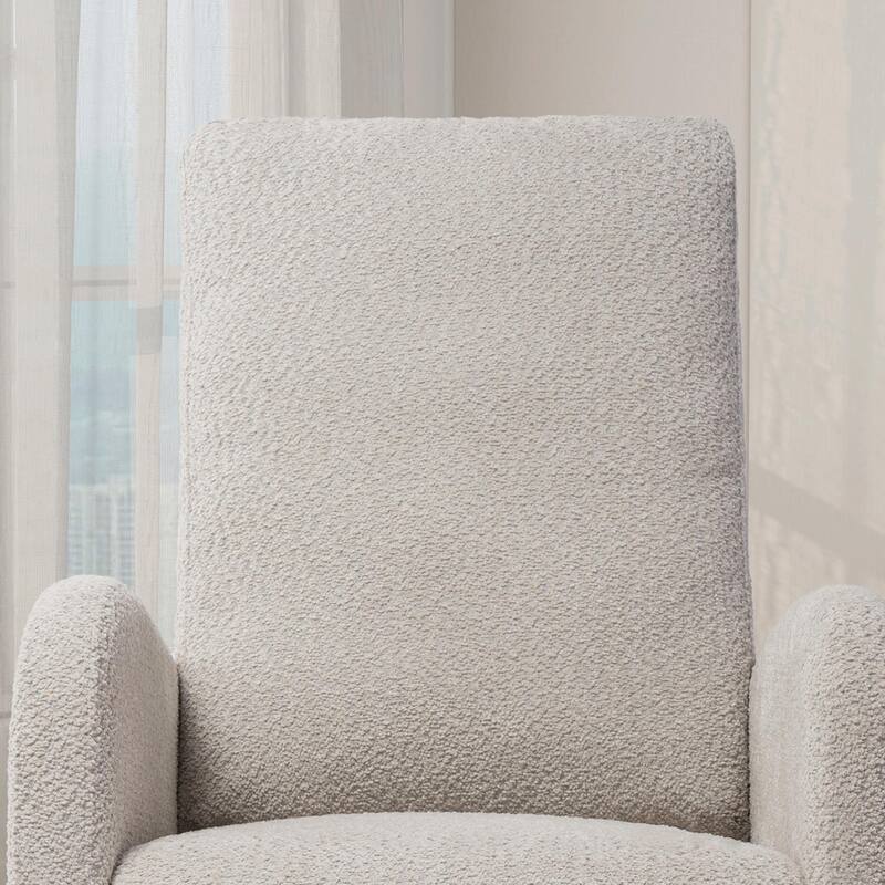 Nursery Rocking Chair, High Back Glider with Retractable Footrest, Side Pocket, Rubberwood Legs for Living Room, Bedroom