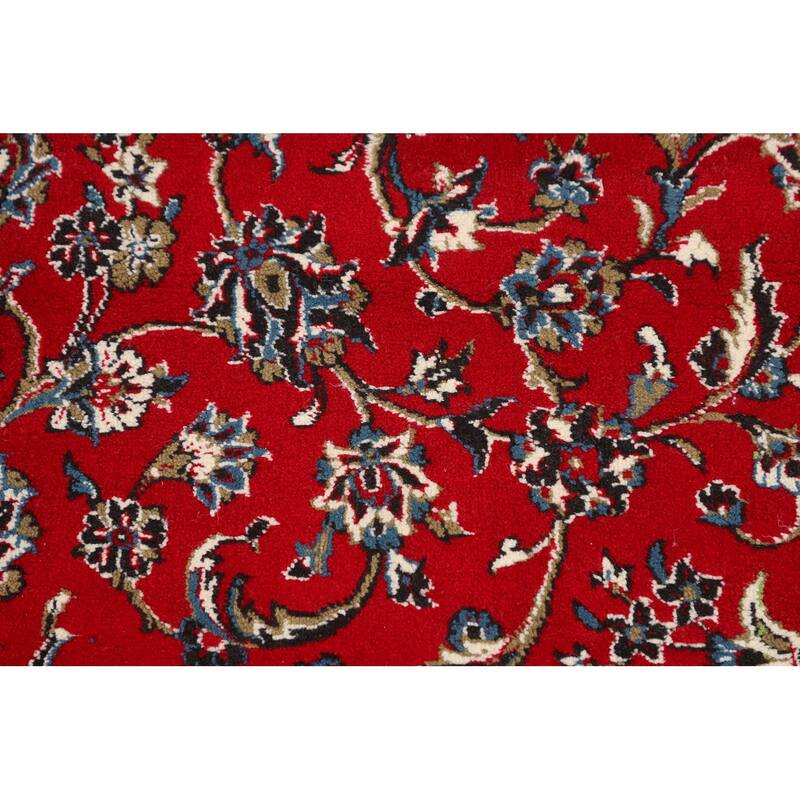 Traditional Floral Kashan Turkish Rug Machine-Made Red Carpet - 9'8" x 13'2"