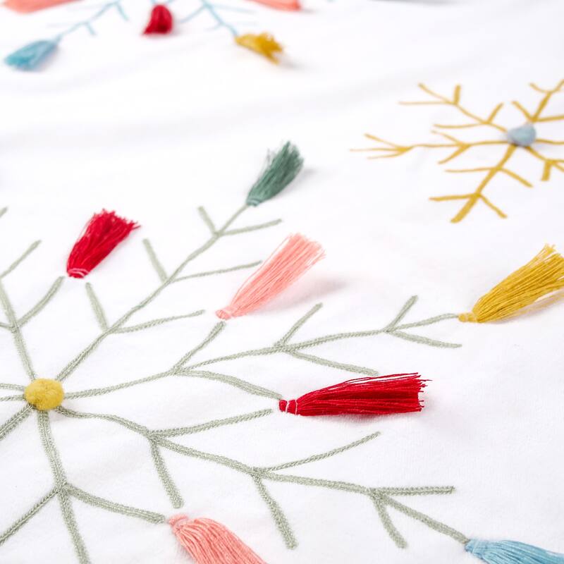 National Tree Company 54 in. HGTV Home Collection Boho Velvet Snowflake Embroidered Tree Skirt , Multicolor - 54 in