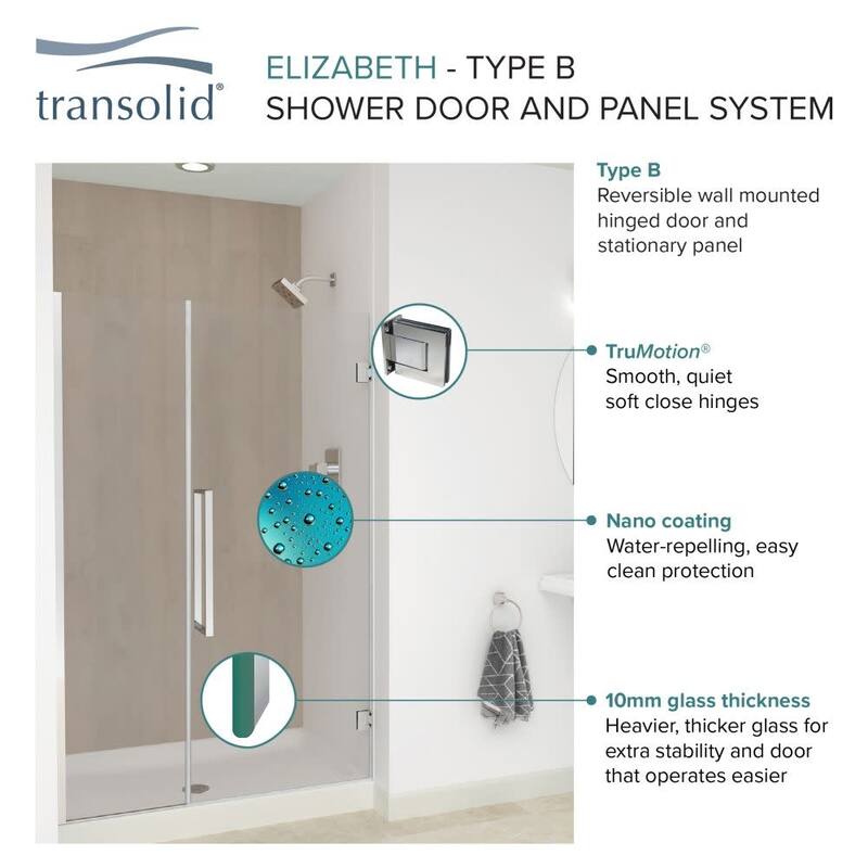 Transolid EHTB42307610C-BK Elizabeth 76" High x 42" Wide Hinged Semi