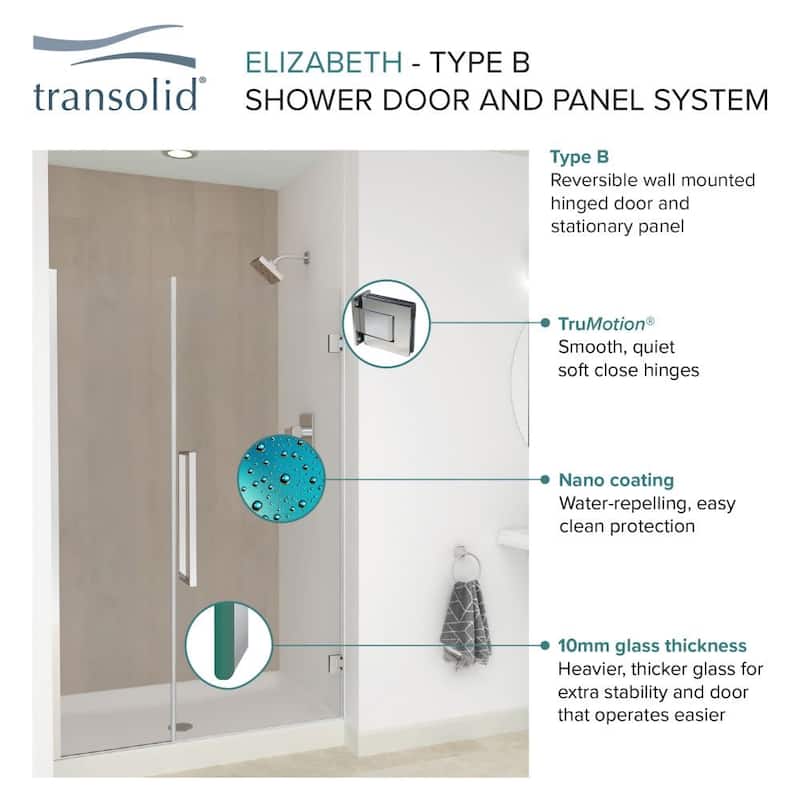Transolid EHTB595297610C-BK Elizabeth 76" High x 59-1/2" Wide Hinged