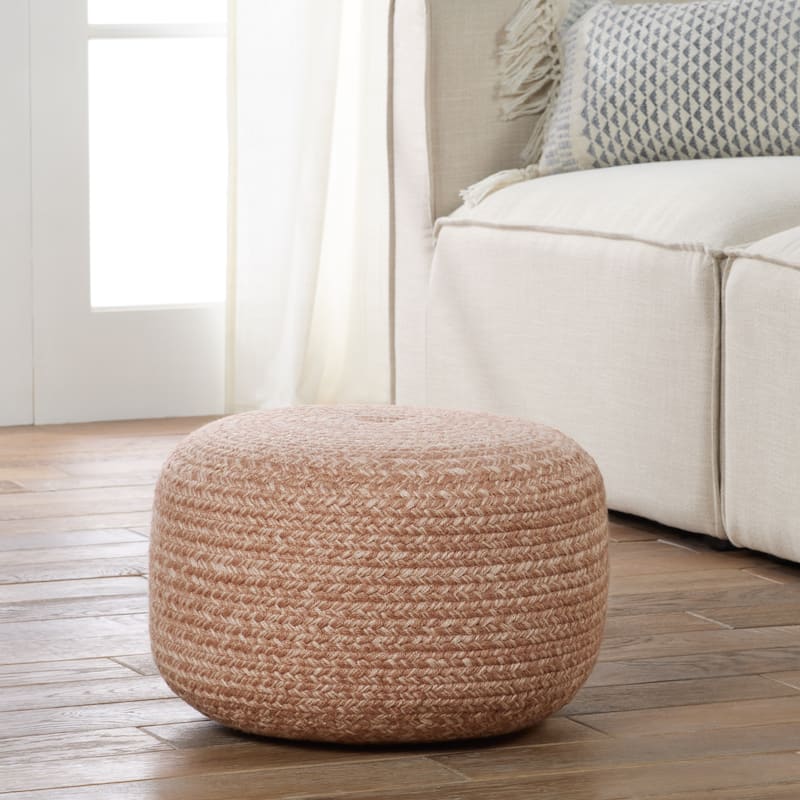 Jaipur Living Saba Solar Round Indoor/Outdoor Polyester Pouf Ottoman/Foot Stool - 18"X18"X12"