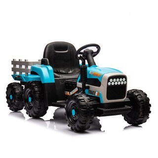 Electric Ride-On Tractor and Trailer for Kids, 24V, Bluetooth, Remote Control, and Safety Belt