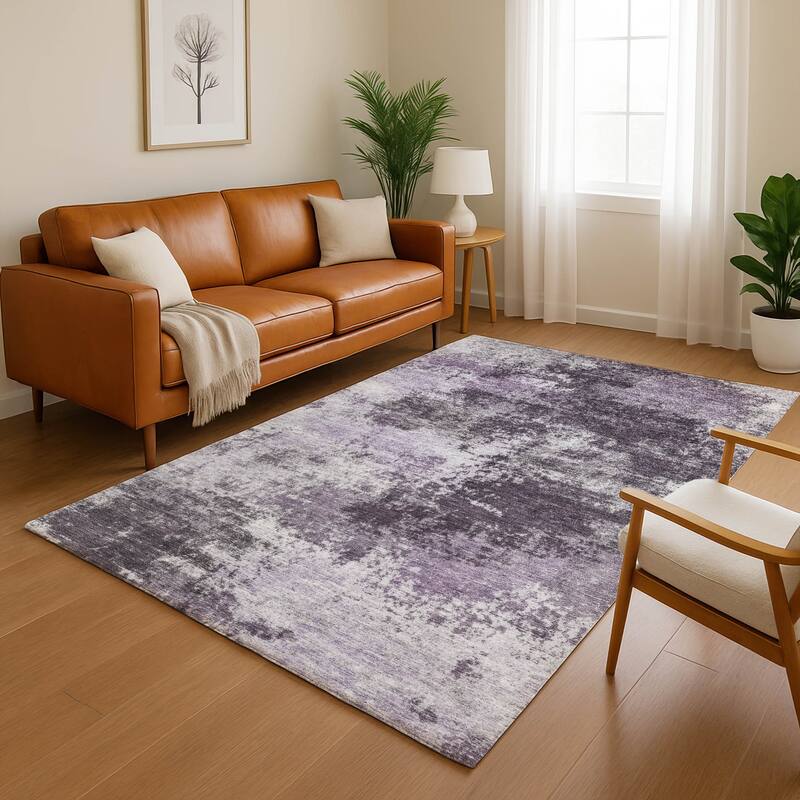 Premium Washable Super Soft Abstract Casual Mayfield Rug - Purple - 2'6" x 3'10"