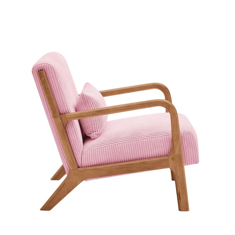 Lounge Chair with Wooden Frame - 32.25" D x 26" W x 30.5" H