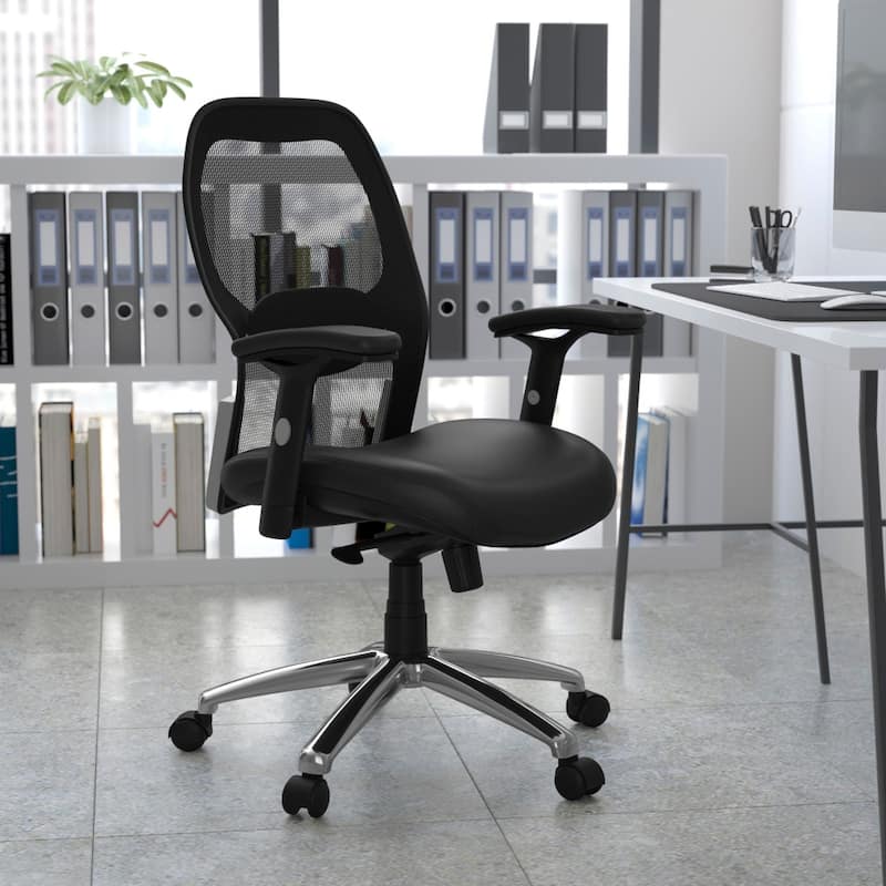 Mid-Back Super Mesh Executive Swivel Office Chair with Knee Tilt Control - 25"D x 27.25"W x 38.6" - 41.7"H