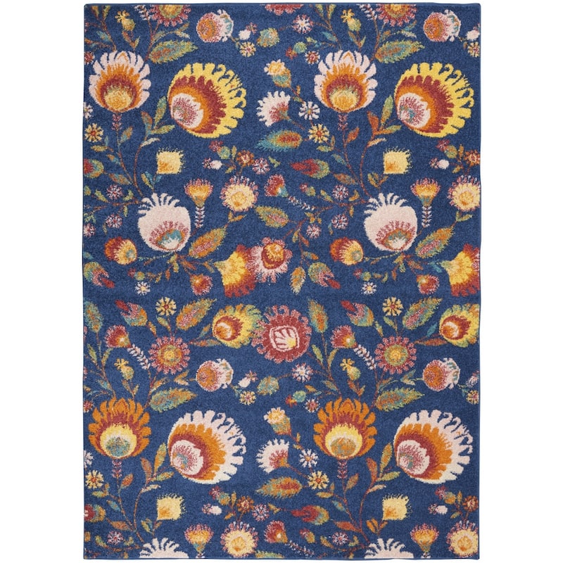 Civo Power Loomed Floral Traditional Low Pile Area Rug By HomeRoots - 72' X '48' X '0.25