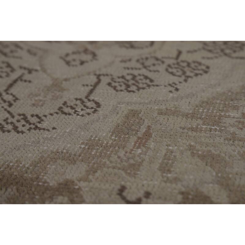 Tabriz Persian Vintage Rug Hand-Knotted Beige Oriental Wool Carpet - 8'2" x 11'2"