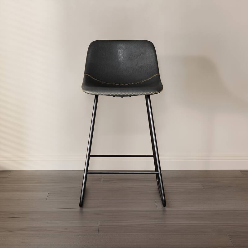 Modern 24.in Counter Height Bar Stool with PU Leather and Metal Frame Barstools for Kitchen Island