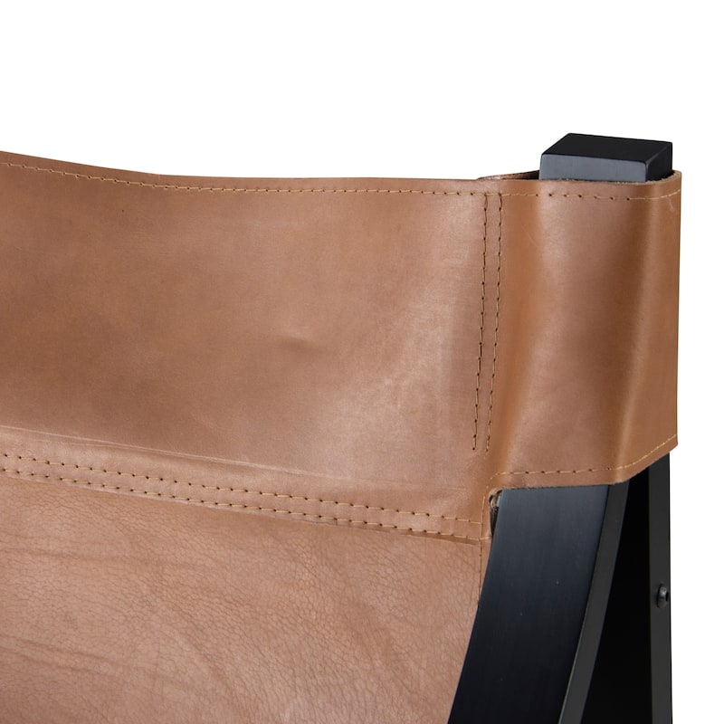 Steve Silver Logan Top Grain Leather and Solid Wood Sling Accent Chair