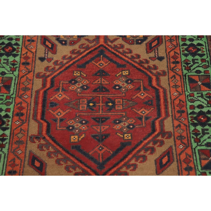 Hand Knotted Oriental 100% Wool Carpet Traditional Tribal Brown Ardebil Runner Rug - 10' 6'' X 3' 4''