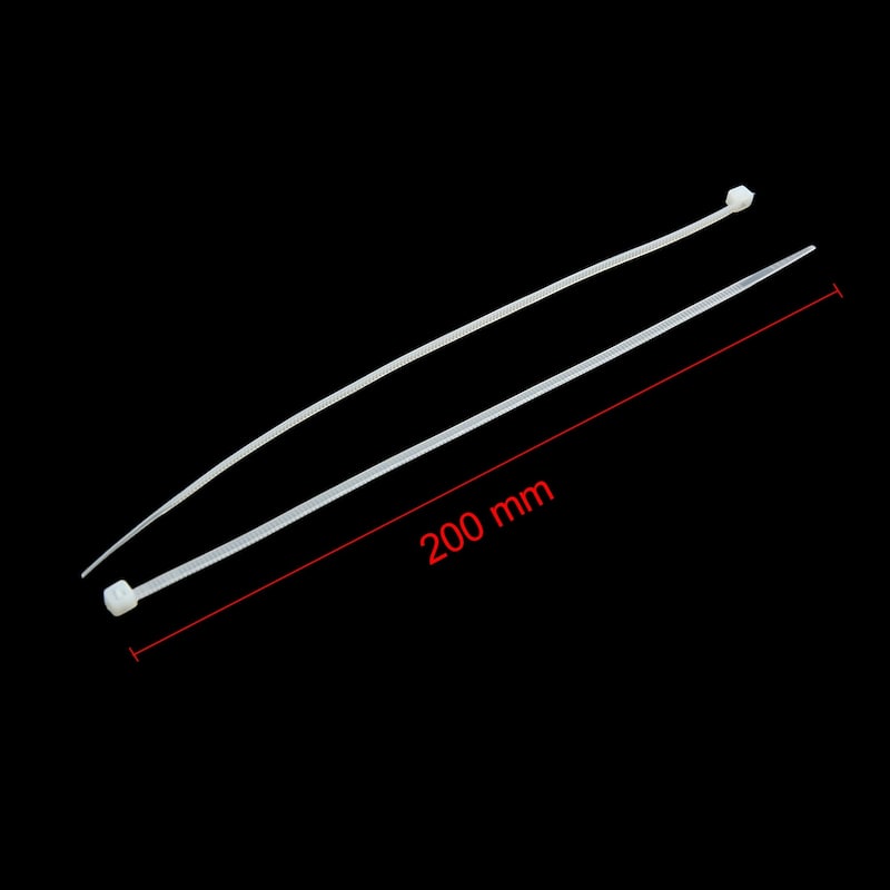 50pcs 4 x 200mm Plastic Nylon Fastener Cable Tie Strap Ribbon for Car - White