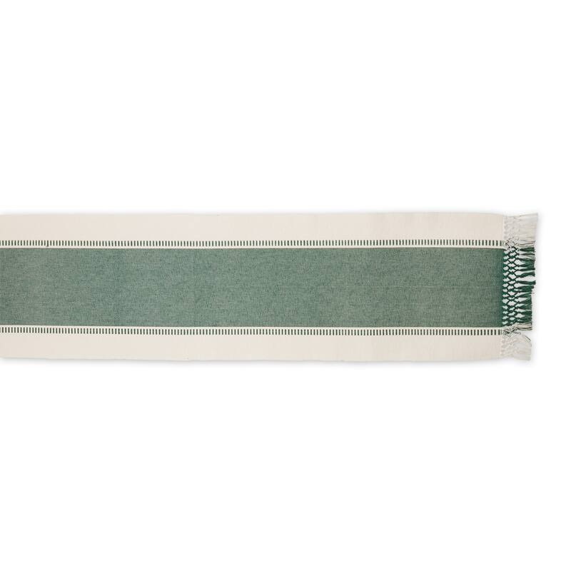 DII Dobby Striped Fringe Ribbed Table Runner