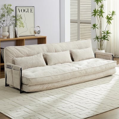 Mixoy Muti-Functional Folding Futon Sofa Bed Floor Sofa Bed，3-Seater Lazy Sofa with Pillows,6 Position Adjustable Backrest