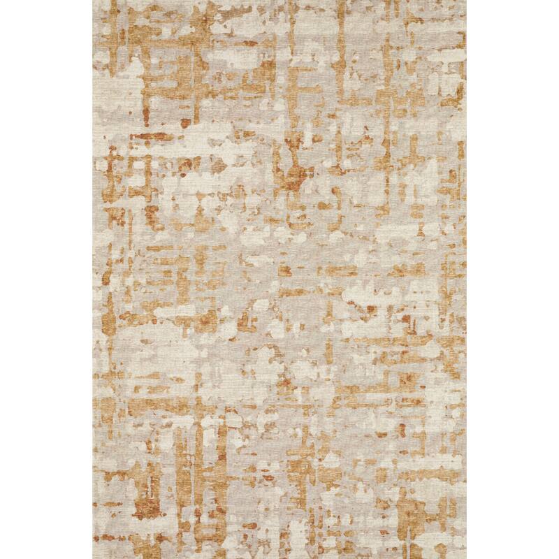 Indoor/ Outdoor Bravado Abstract Crosshatch Caramel Washable Area Rug