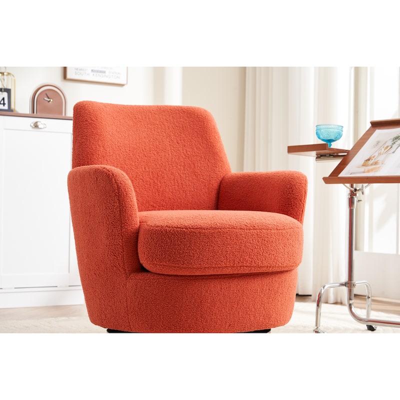 Orange Teddy 29.3" Upholstered Swivel Barrel Chair