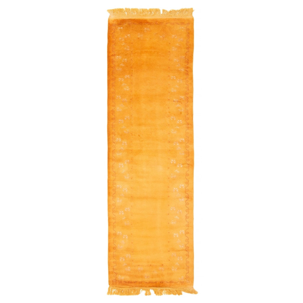 ECARPETGALLERY Hand-knotted Color Transition Gold Wool Rug - 2'9 x 9'2