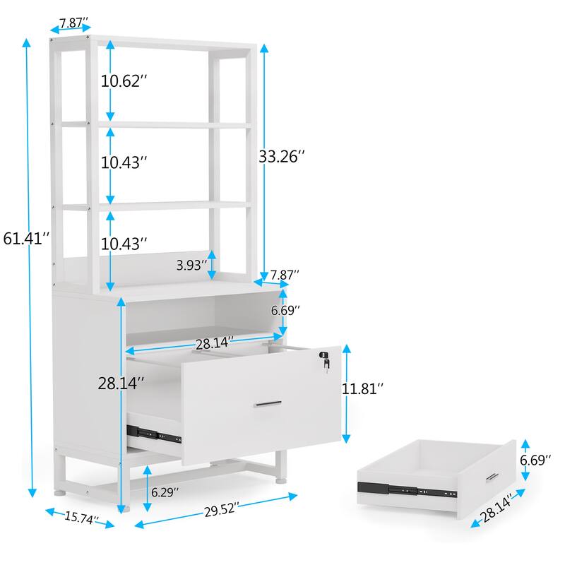 2 Drawer File Cabinet with Open Storage Shelves