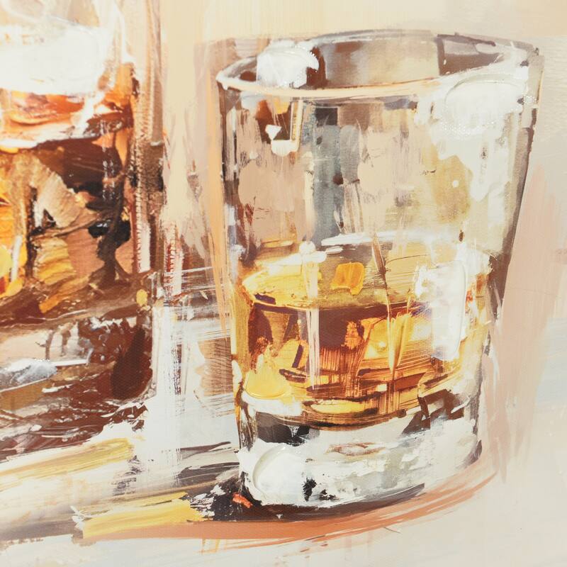 StyleCraft Sisters Emily Cocktail Hour II Hand-Embellished Framed Canvas Wall Art - 25" x 25"