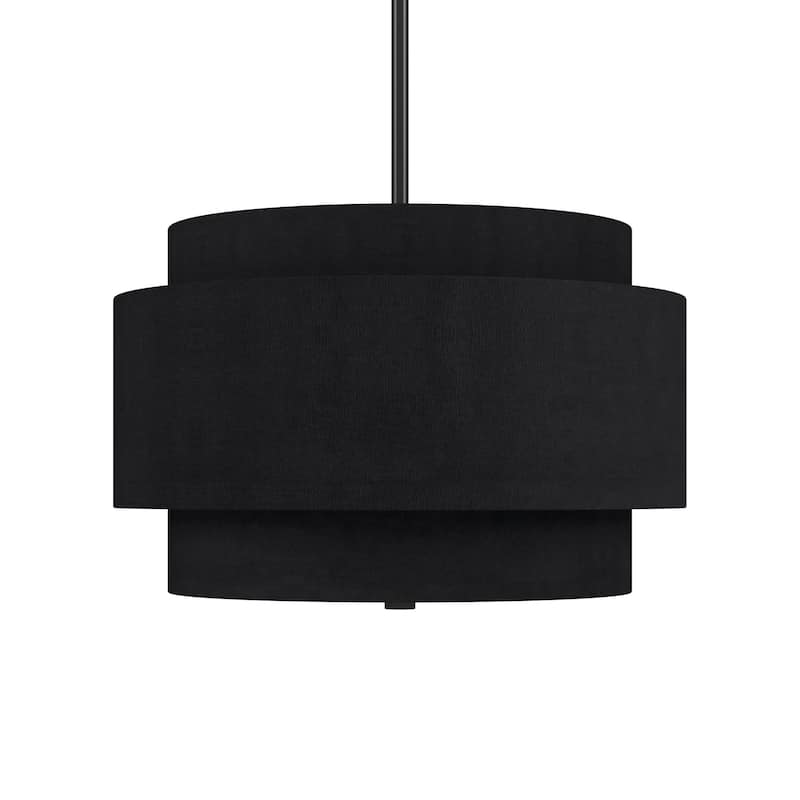 Solomon 16" Wide 2-Light Pendant with Tiered Fabric Shade - 16" Wide