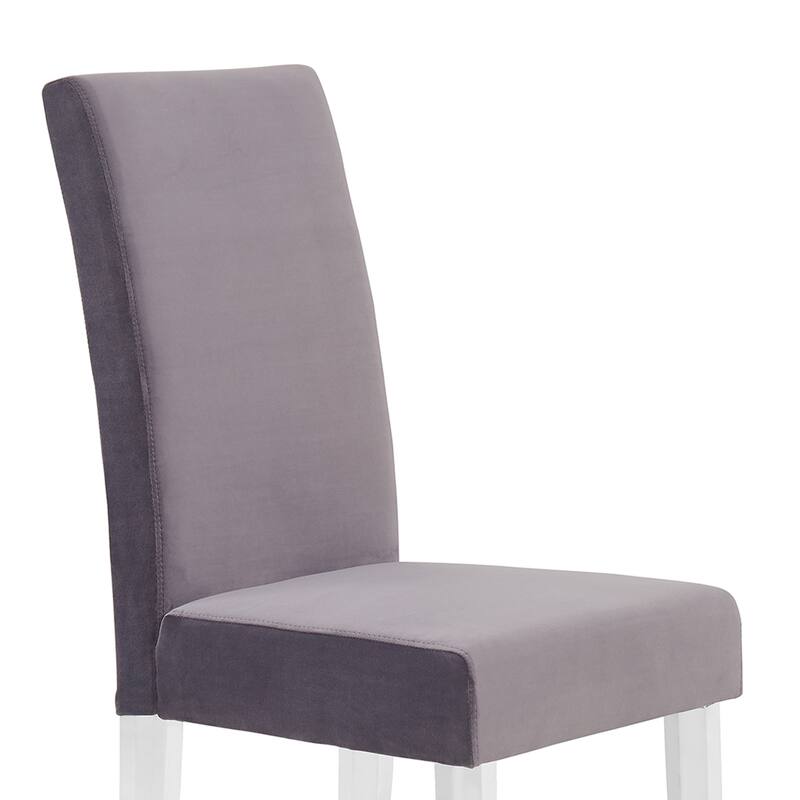 Dalia Modern and Contemporary Dining Chair in Black Velvet with Acrylic Legs - Set of 2