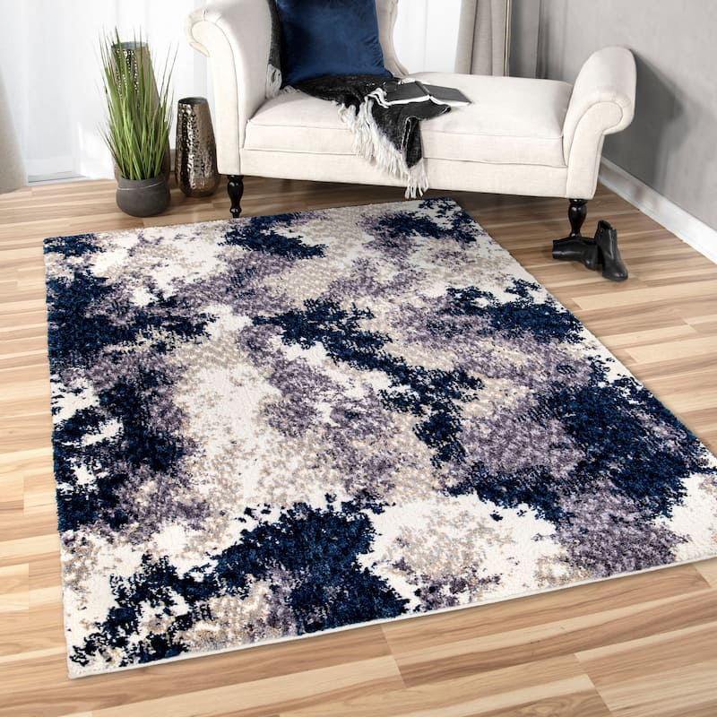 Orian Rugs Luxe Cherrydale Abstract Soft Shag Area Rug - 6'7" x 9'6" - Blue