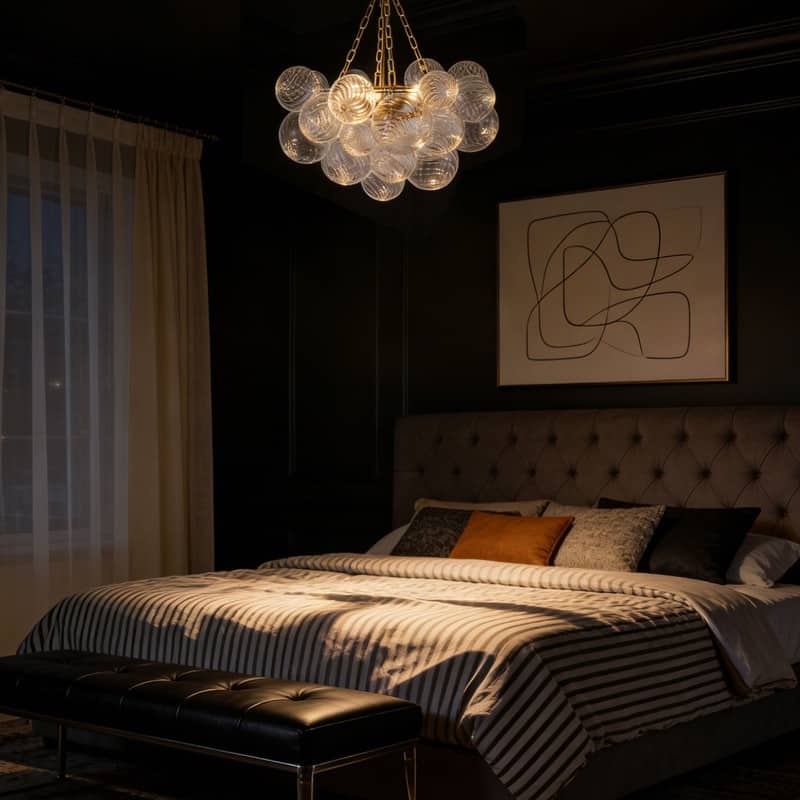 Contemporary Cluster Glass Chandelier Copper Finish Pendant Light for High End Interiors