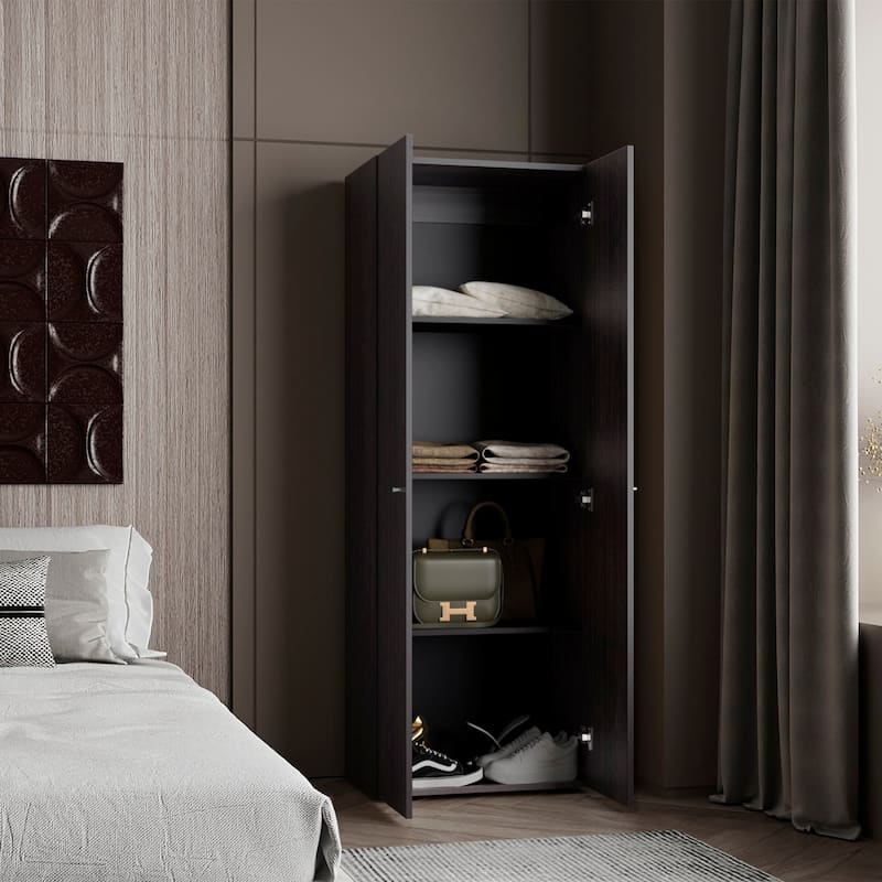 Home 2 Door Closet System, Four Fixed Shelves, Compact Wardrobe for Bedroom Organization, Freestanding Storage Furniture