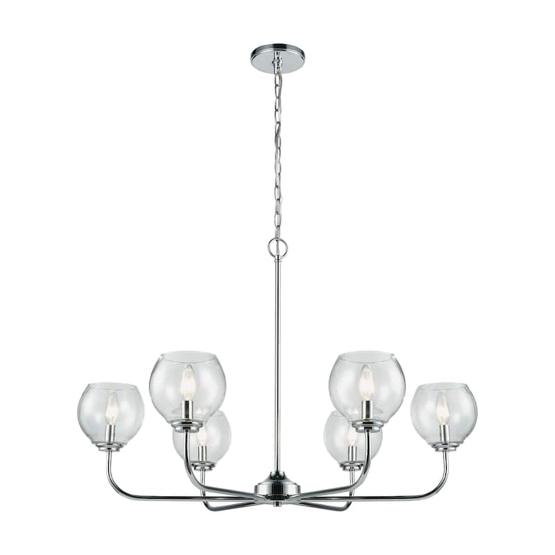 Elk Home Emory Polished Chrome Glass 6 Light Chandelier - Polished Chrome